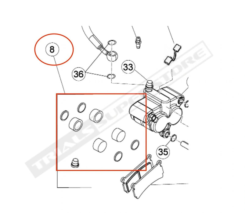 Beta Rev/Evo Front Brake Caliper Rebuild Kit Grimeca