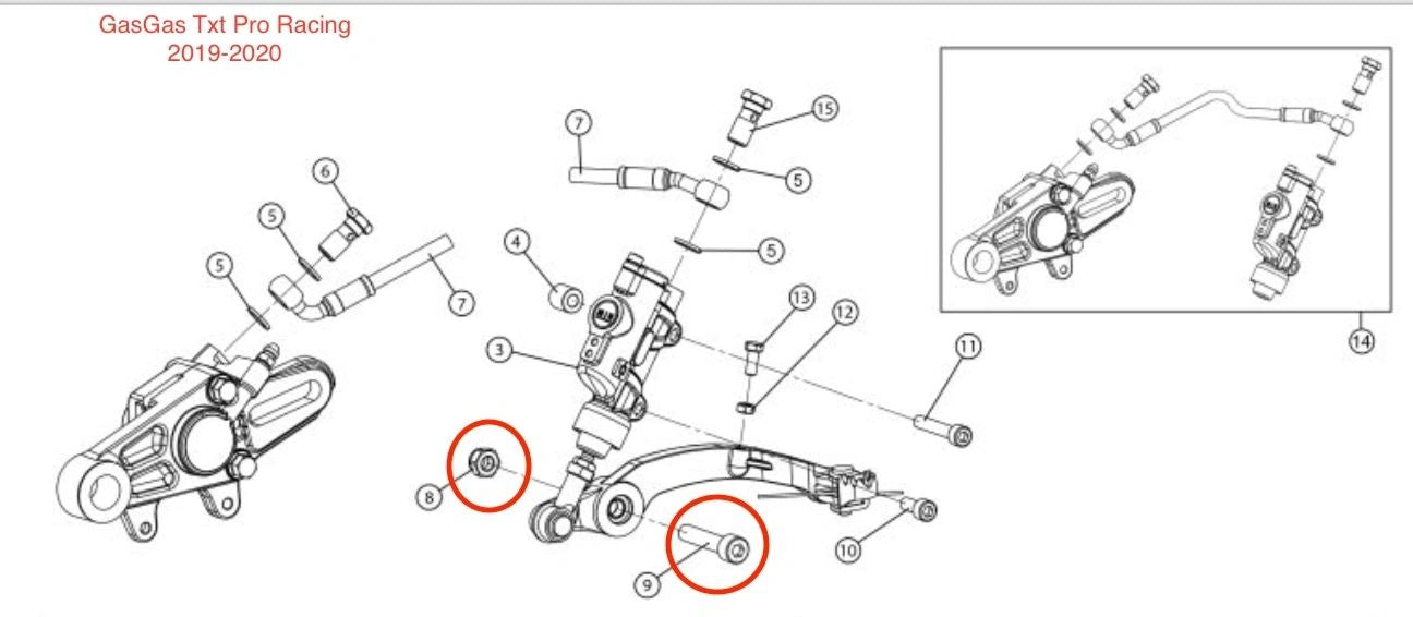 GasGas Rear Brake Pedal Bolt and Nut 2019-2022