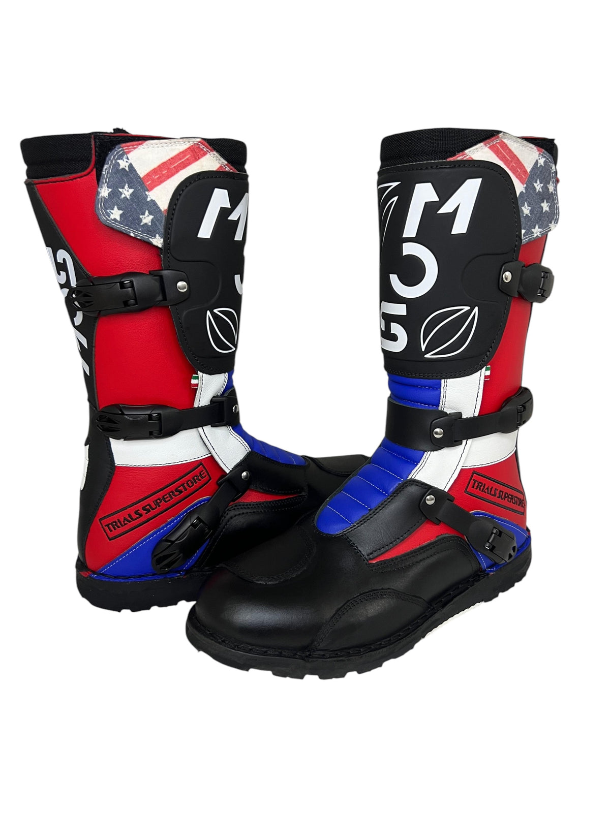 MOS TEK Boots Red/White/Blue — Trials Superstore