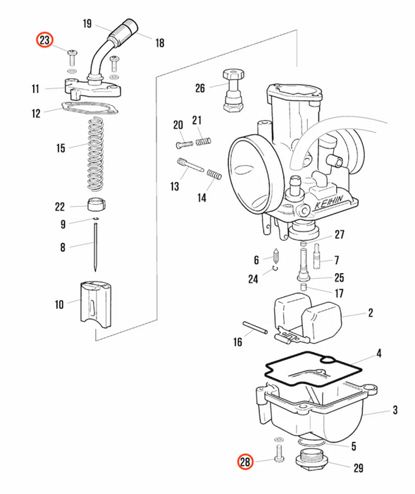 Keihin PWK Top Cap and Float Bowl Allen Bolts