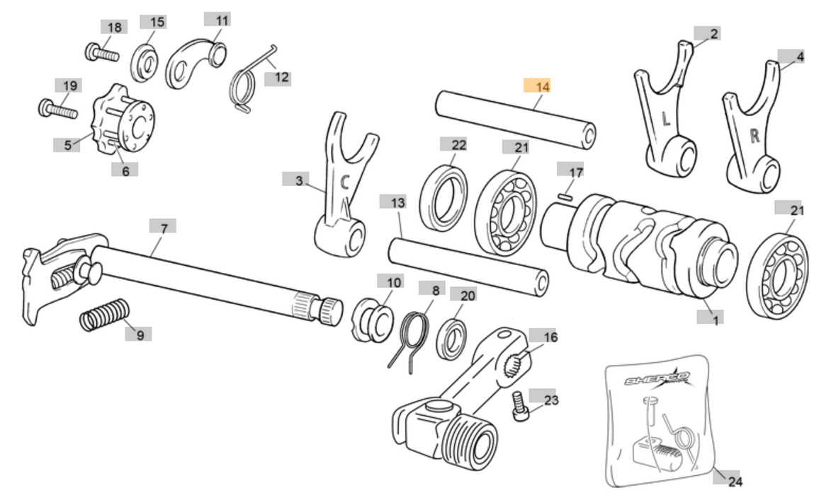 Sherco Shift Fork Spindle M119
