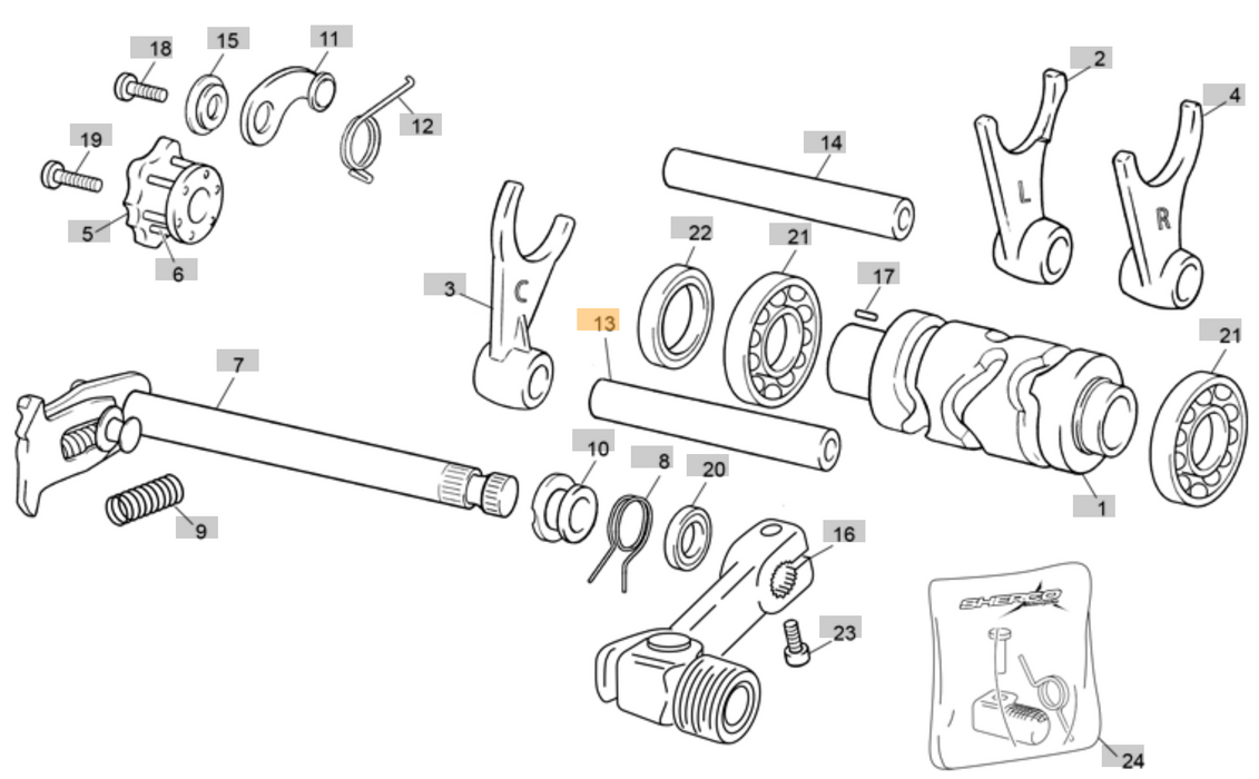 Sherco Shift Fork Spindle M118