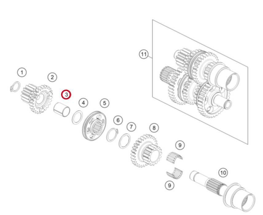 GasGas Mainshaft Bushing 15x17x20