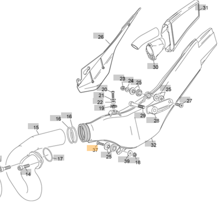 Exhaust Mount Bolt Lower Sherco/Scorpa 23-26