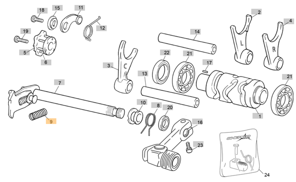 Sherco Gear Shift Selector Shaft Spring M111