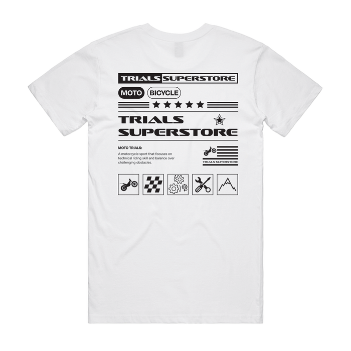 Trials Superstore Definition Tee White