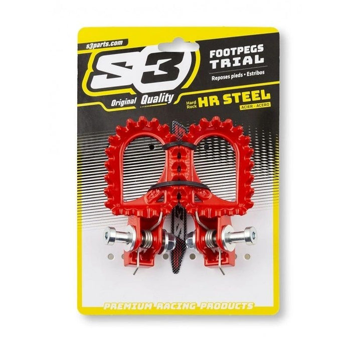 Footpegs S3 Hard Rock Steel Red