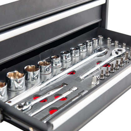 BikeMaster 3 Drawer Toolbox (Includes 129 Piece Tool Set)