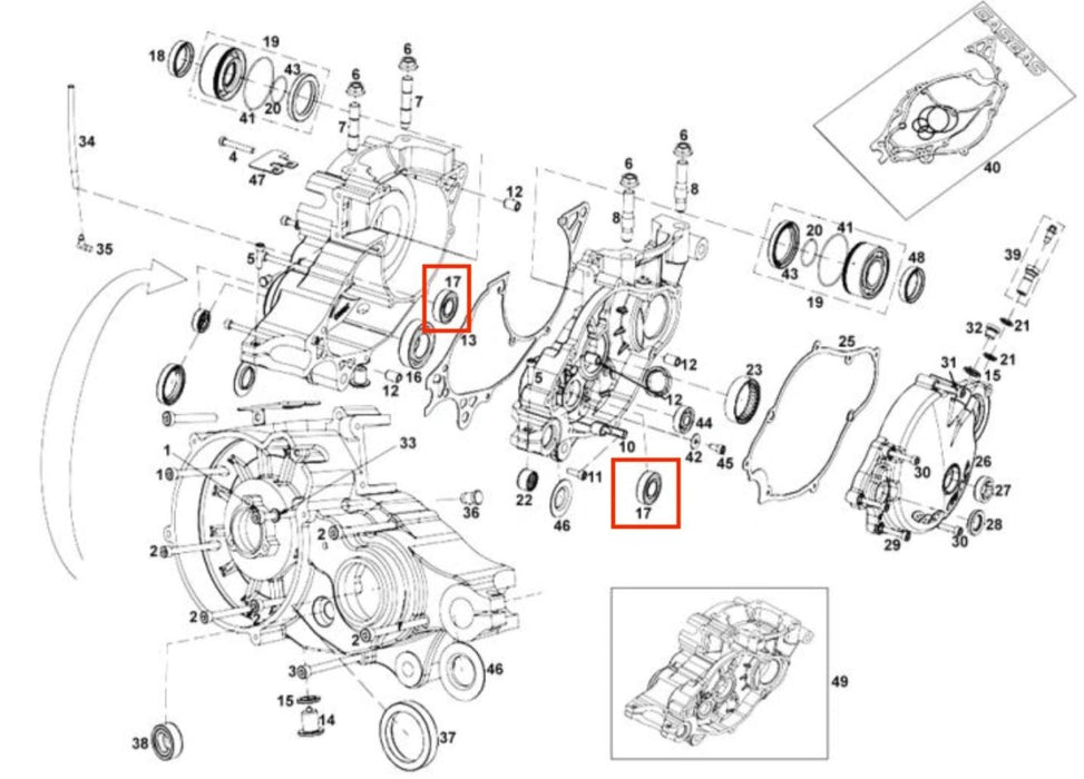 GasGas Clutch Shaft Case Bearing